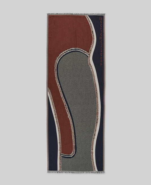 Red Fringed Printed Shawl / Scarf