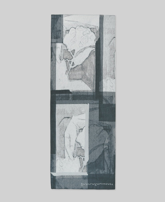 Printed Shawl / Scarf in Grey & White