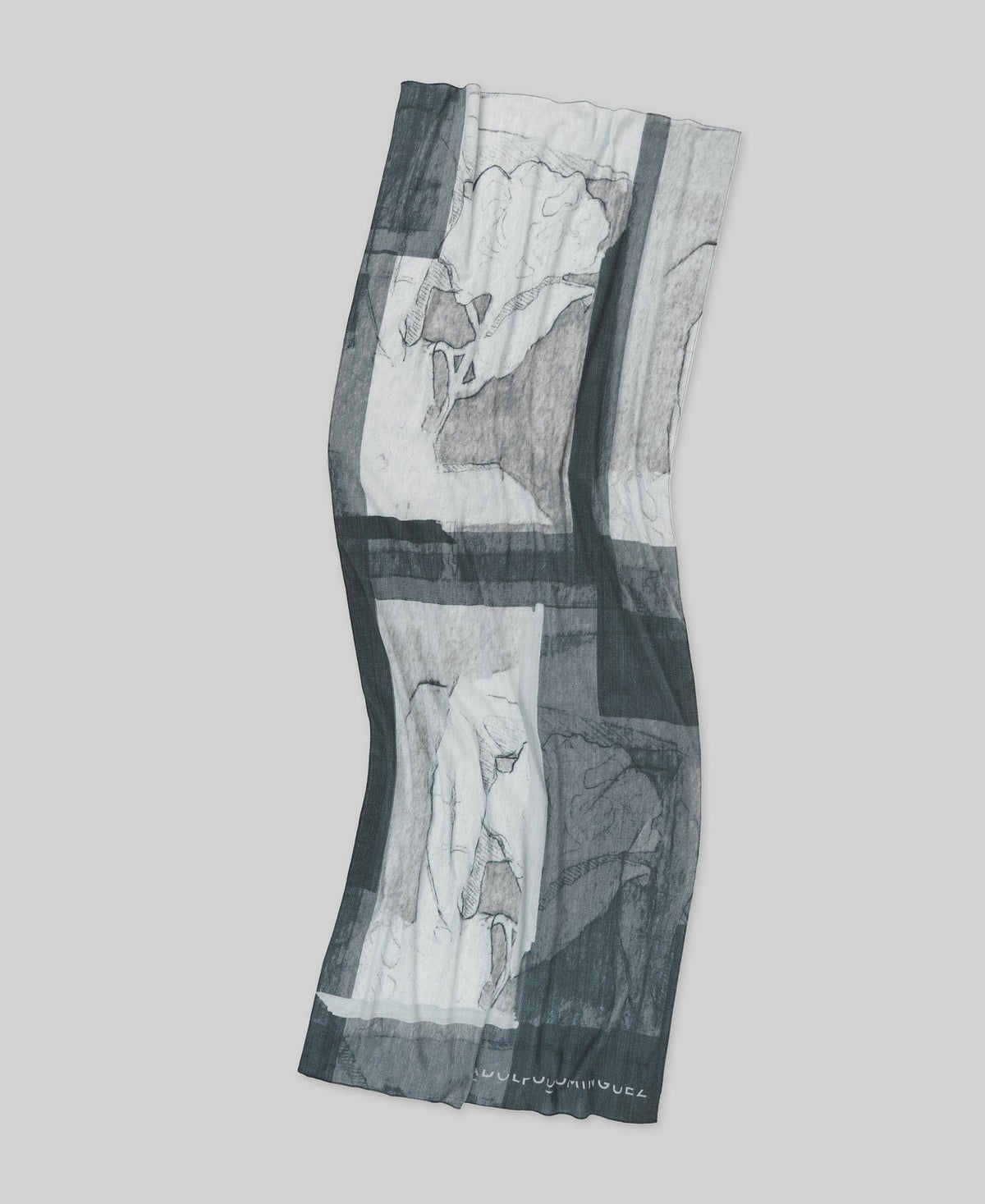 Printed Shawl / Scarf in Grey & White