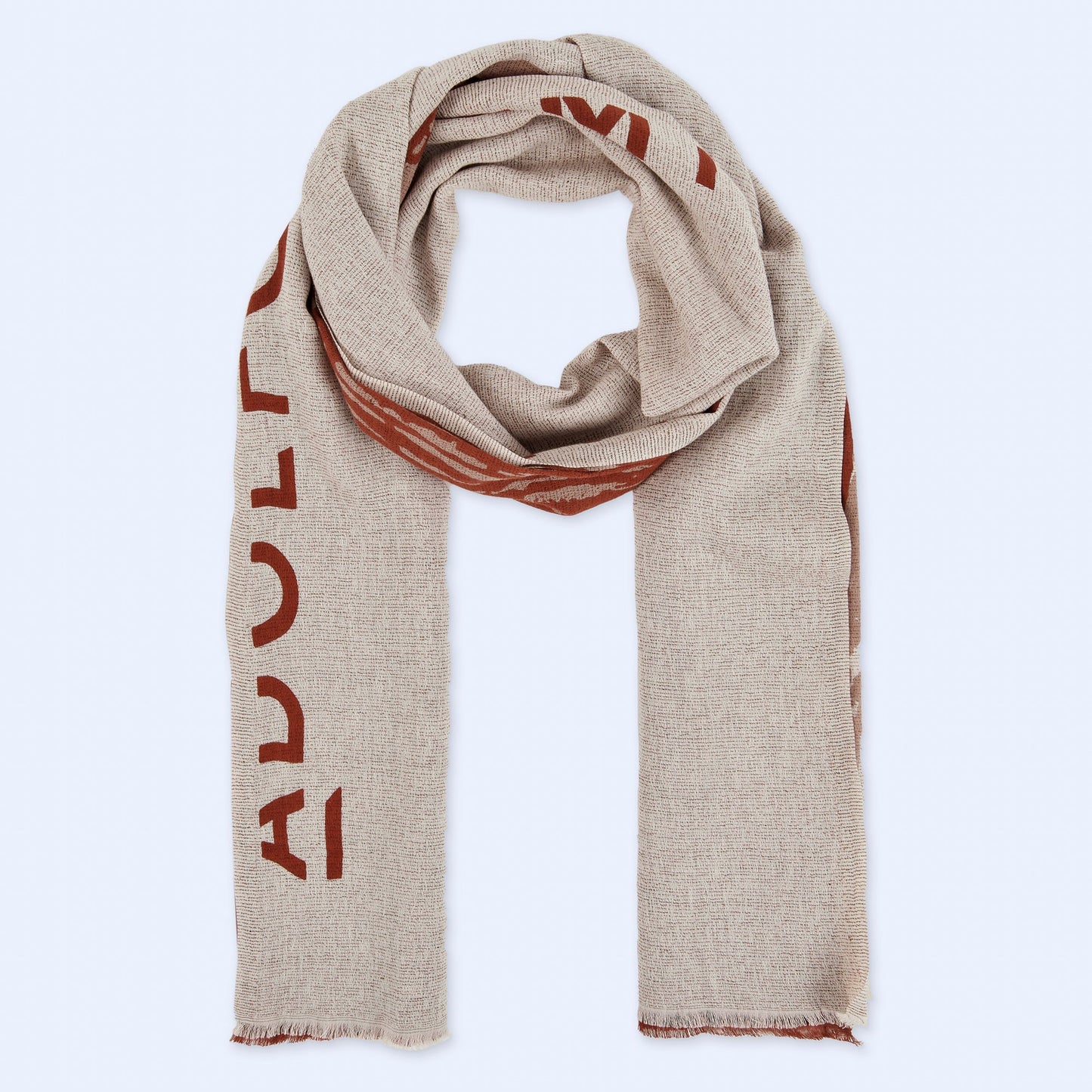 Organic Cotton Printed Shawl - Brick Red