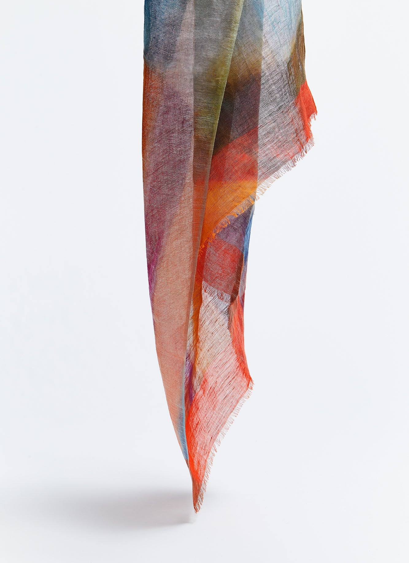 Multicolor Cotton And Linen Scarf With Print
