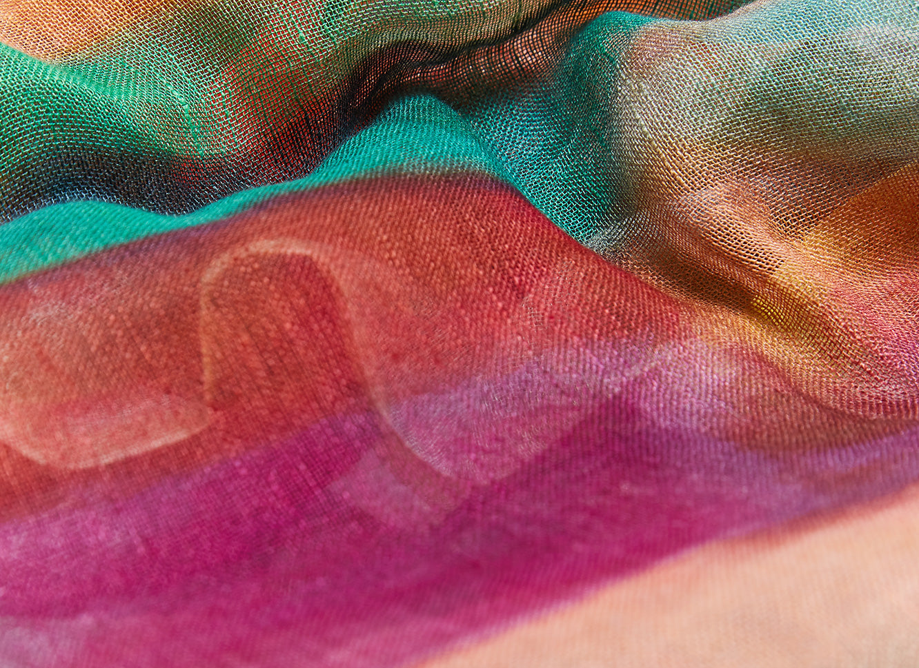Multicolor Cotton And Linen Scarf With Print