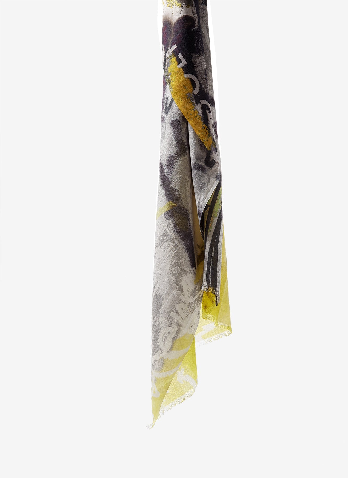 Yellow Modal Scarf With Japanese Print