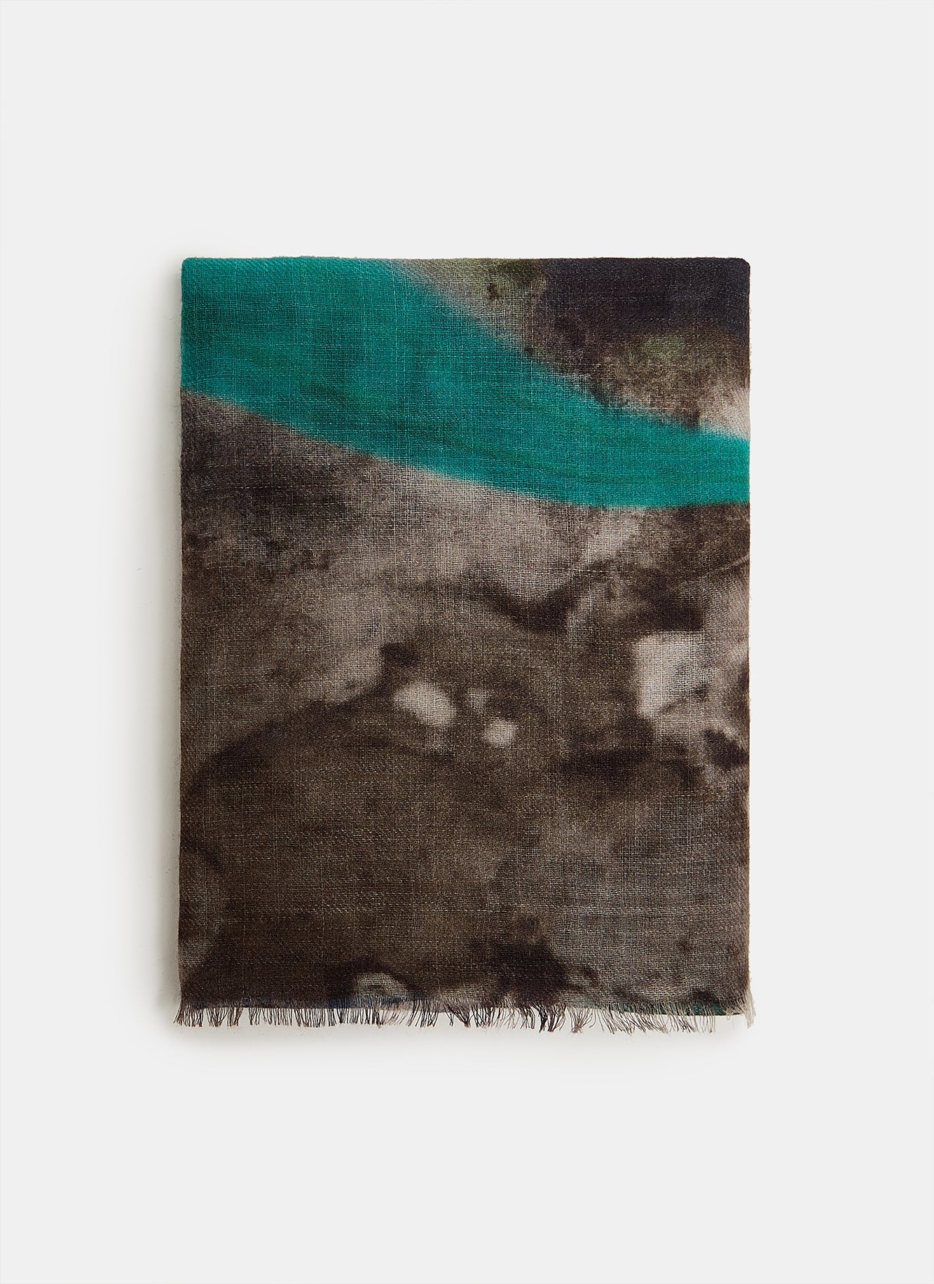 Turquoise Abstract Print Merino Wool Shawl / Scarf