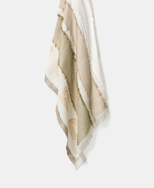 Yellow Viscose And Cotton Jacquard Shawl