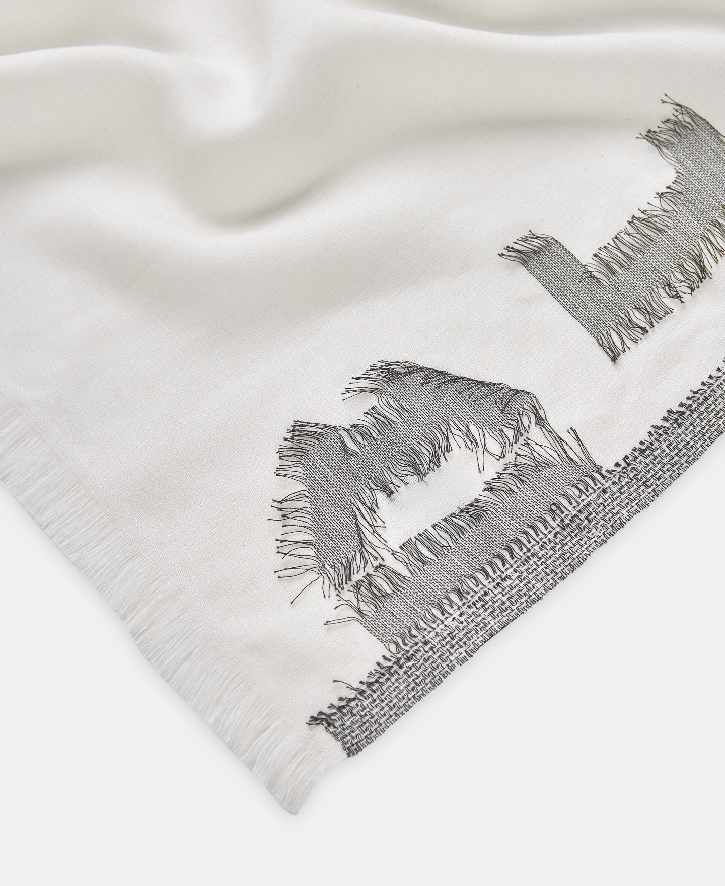 White Cotton And Linen Modal Frayed Shawl