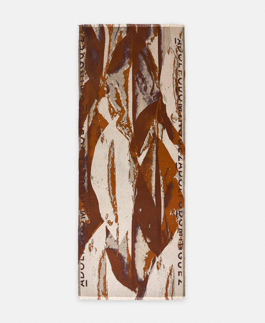 Green Leaf Print Shawl In Organic Cotton