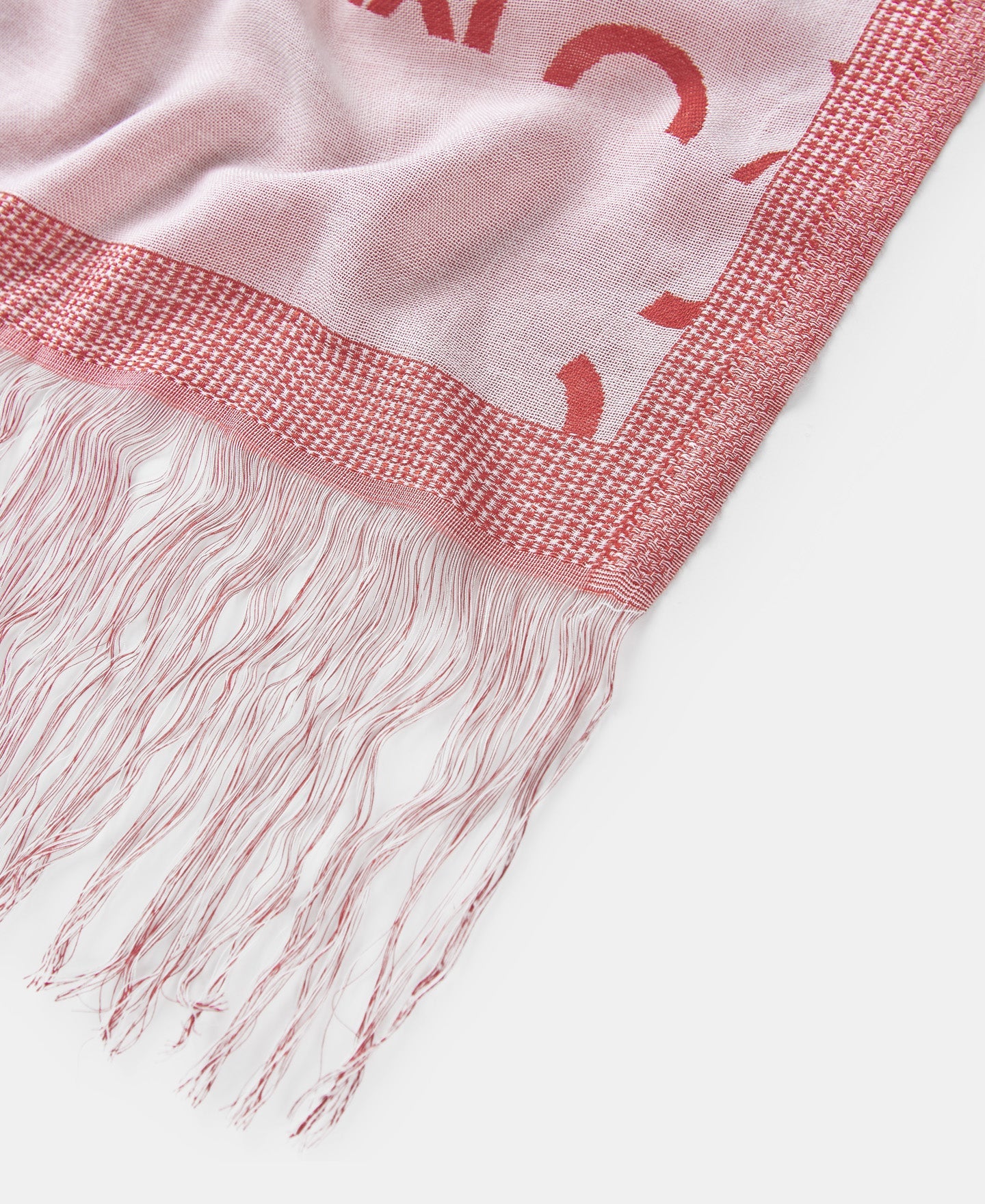 Pink and Red Jacquard Scarf With Splashed Logo
