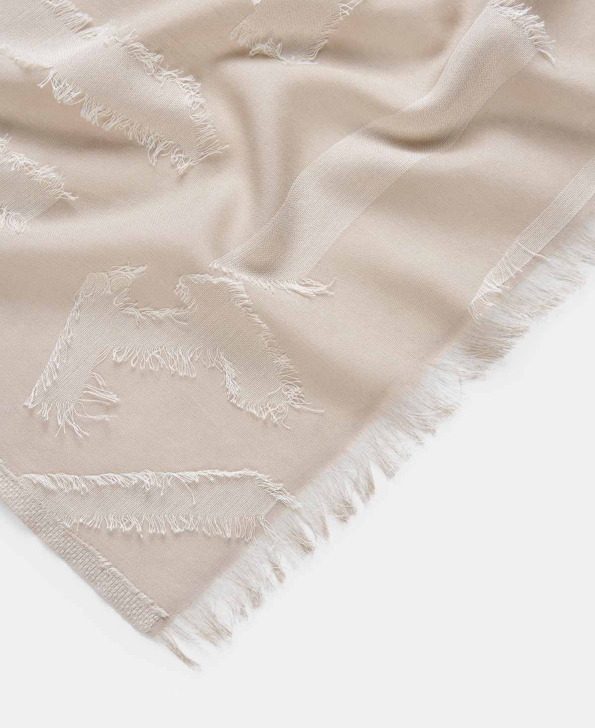 Beige Organic Cotton Printed Shawl