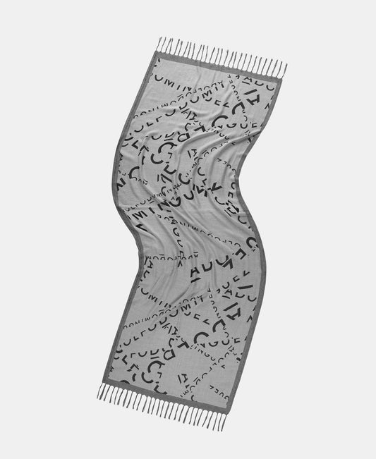 Grey/Black Jacquard Shawl With Splashed Logo