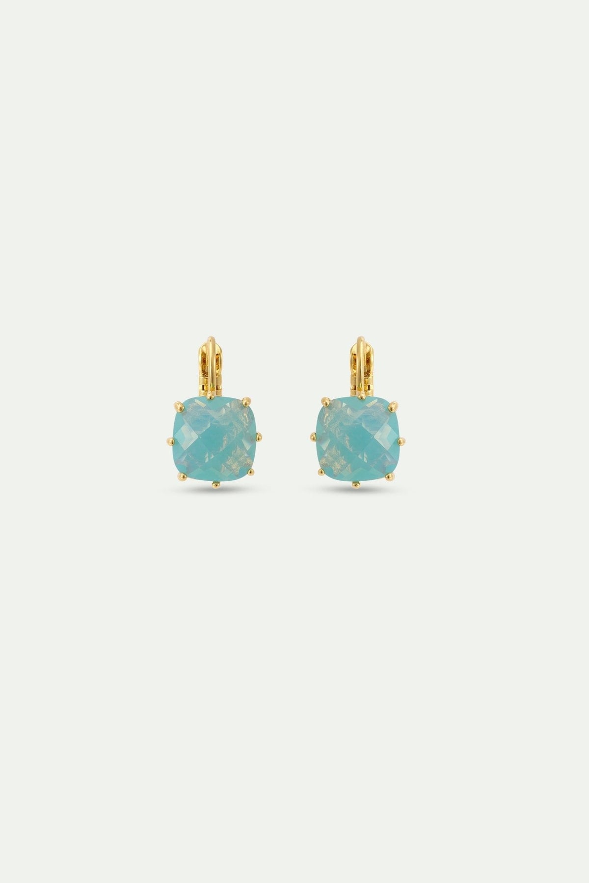 Glacier Blue Diamantine Square Stone Sleeper Earrings | AYLD1012