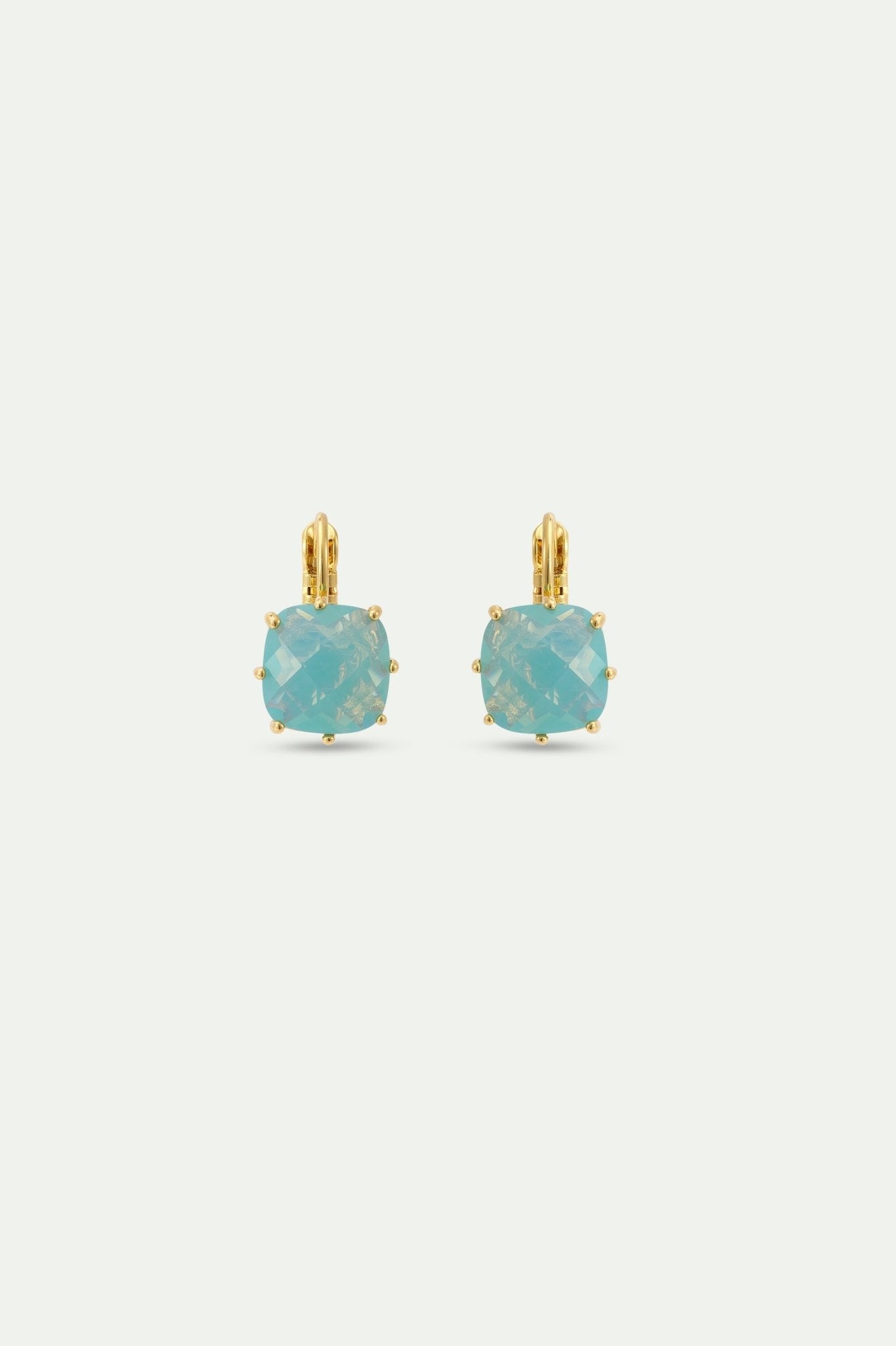 Glacier Blue Diamantine Square Stone Sleeper Earrings | AYLD1012