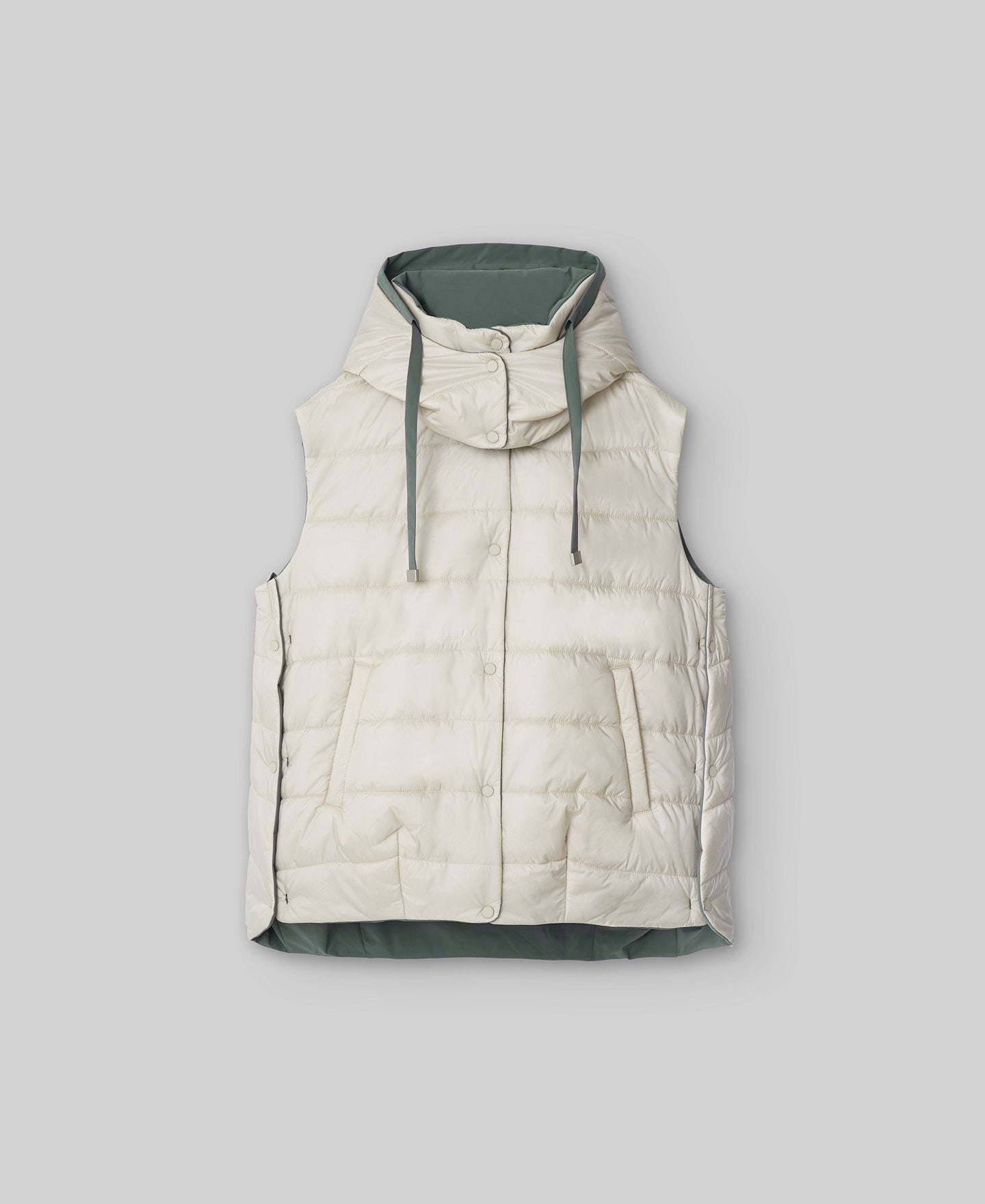 Reversible hooded vest woman in multicolor2