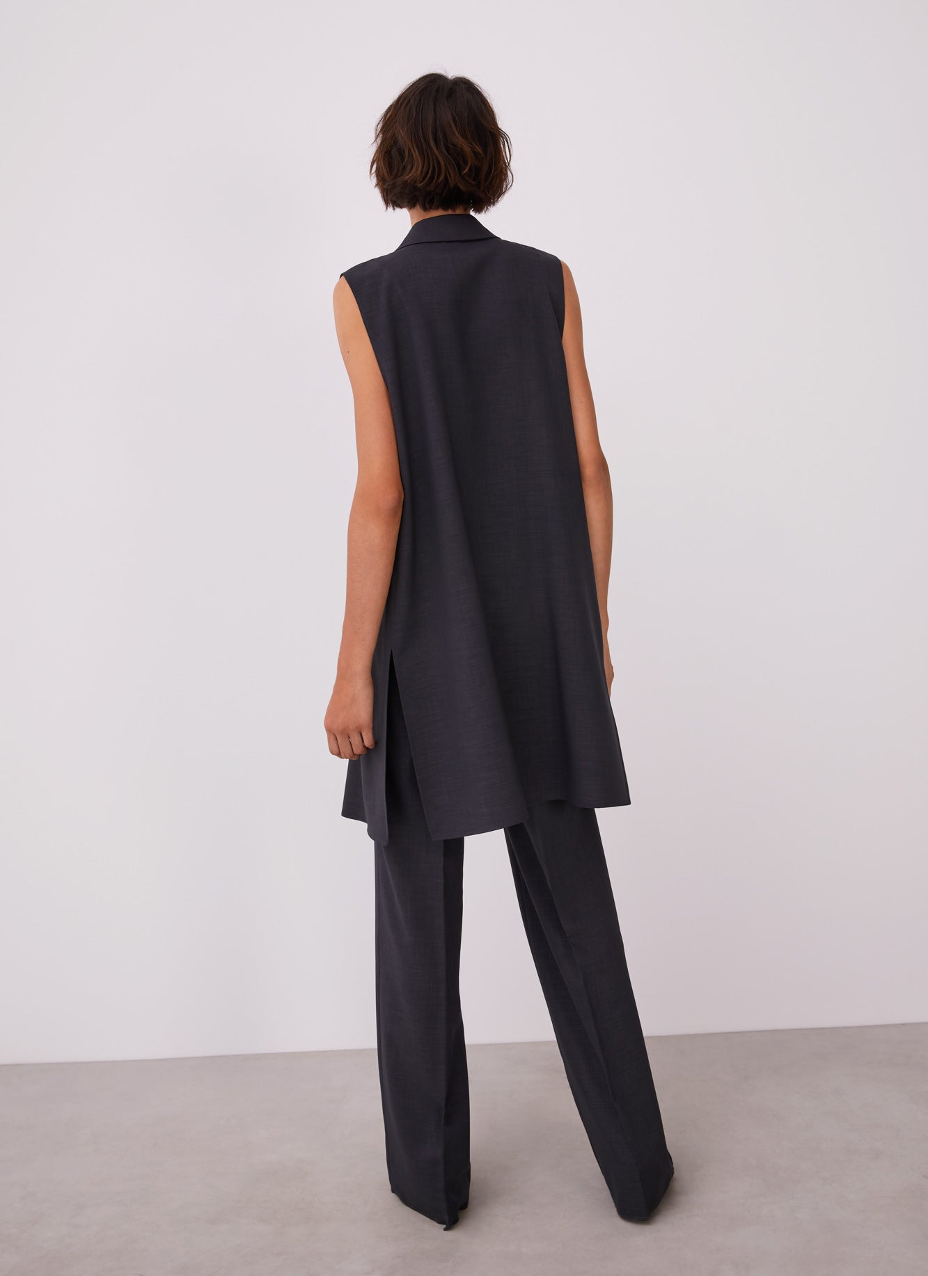 Grey Long Waistcoat With Notched Lapels