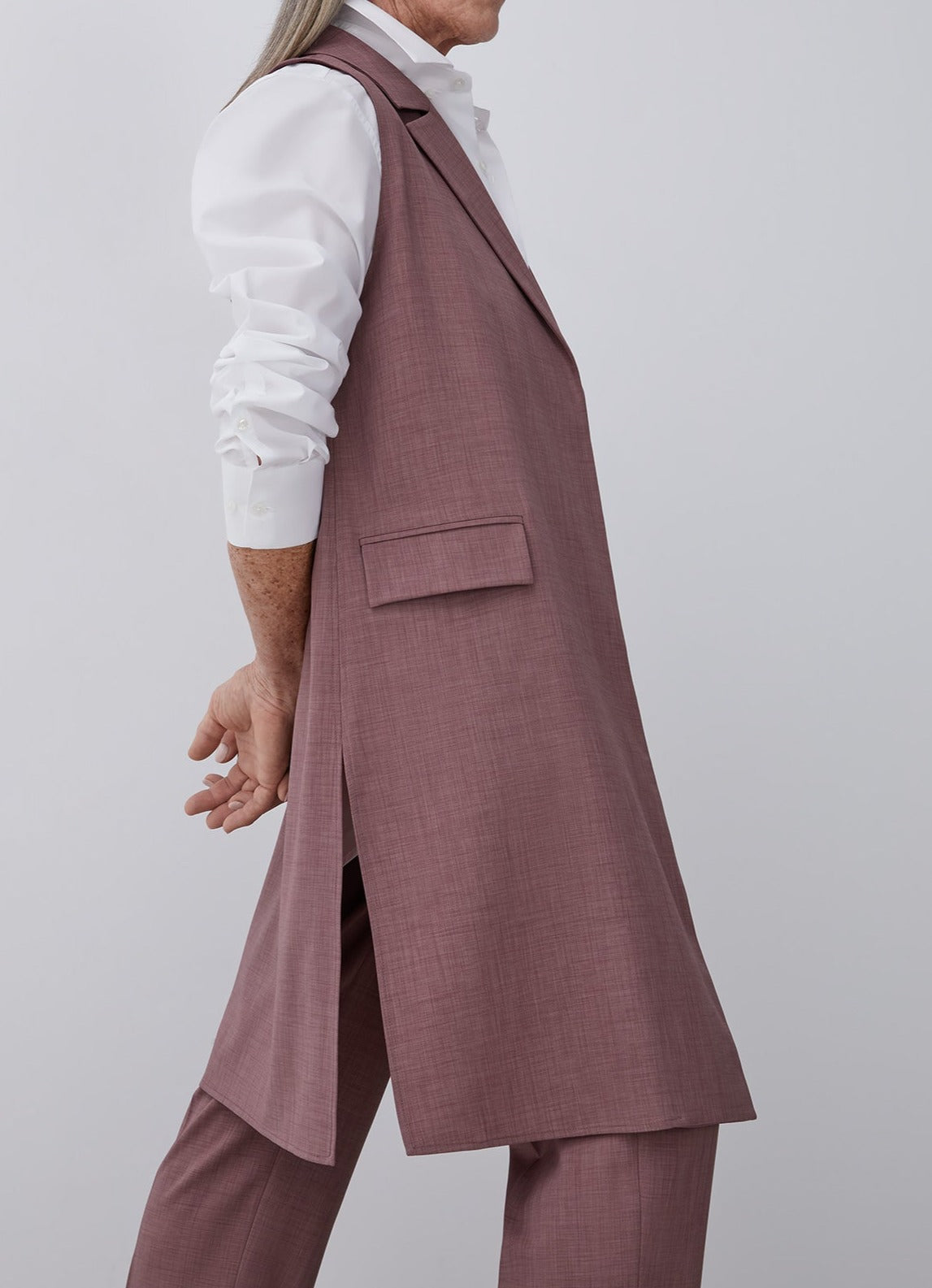 Pink Long Waistcoat With Notched Lapels
