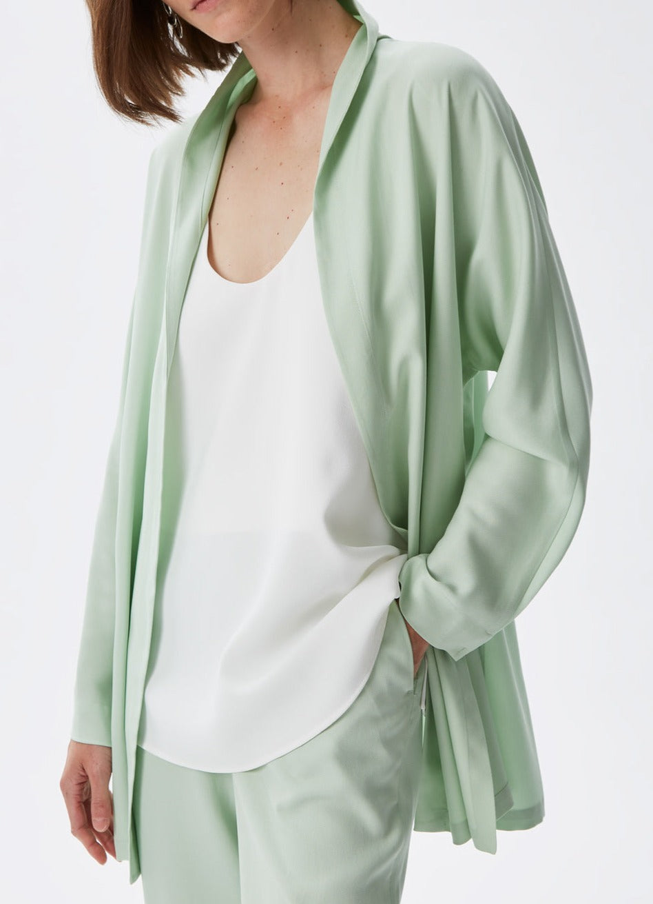 Green Lyocell Jacket With Belt