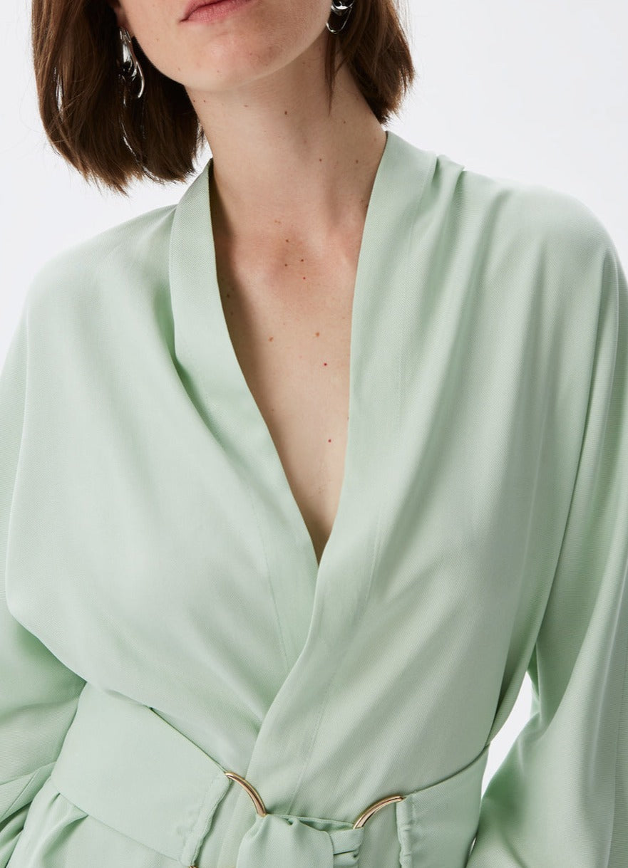 Green Lyocell Jacket With Belt