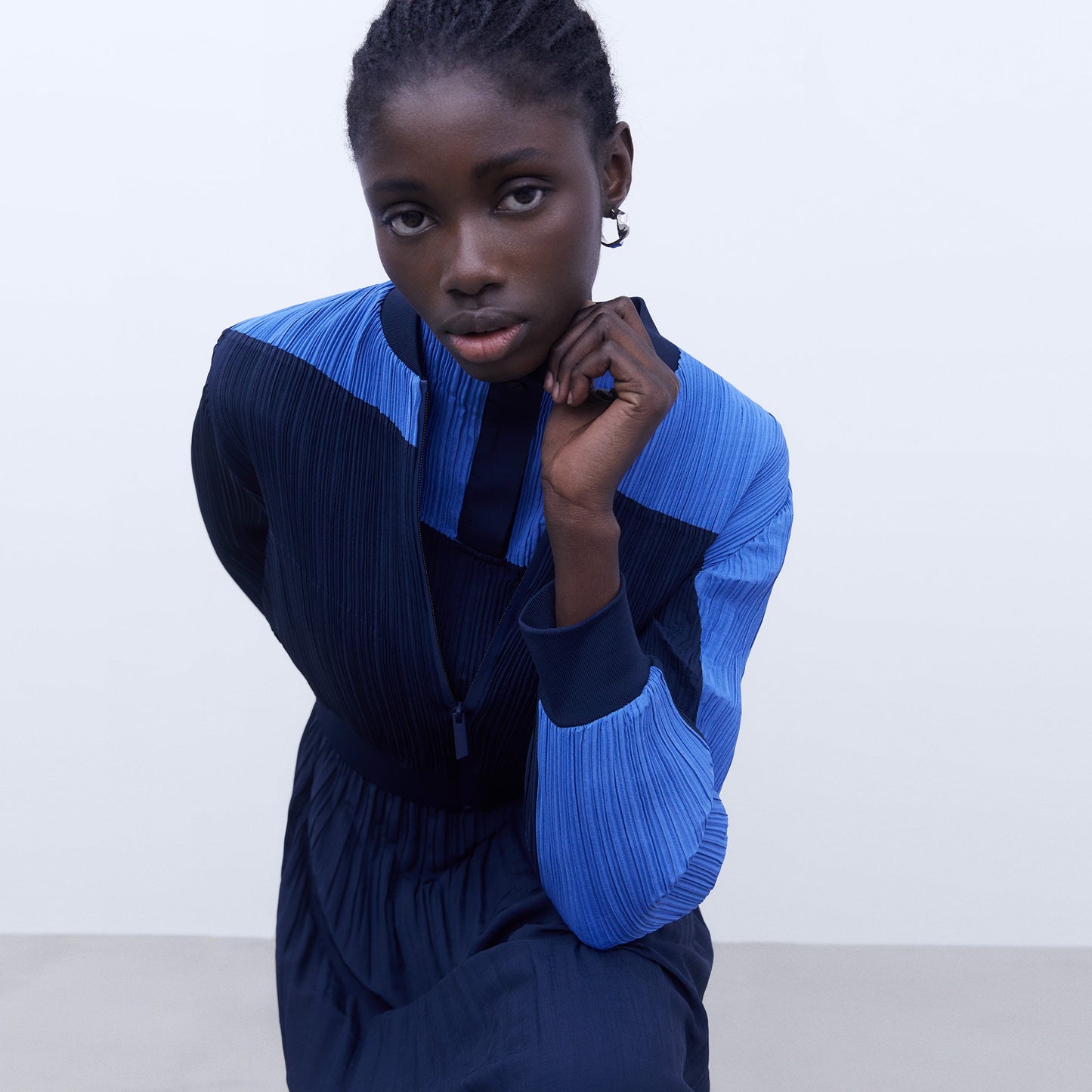 Crinkle Bomber Jacket - Blue