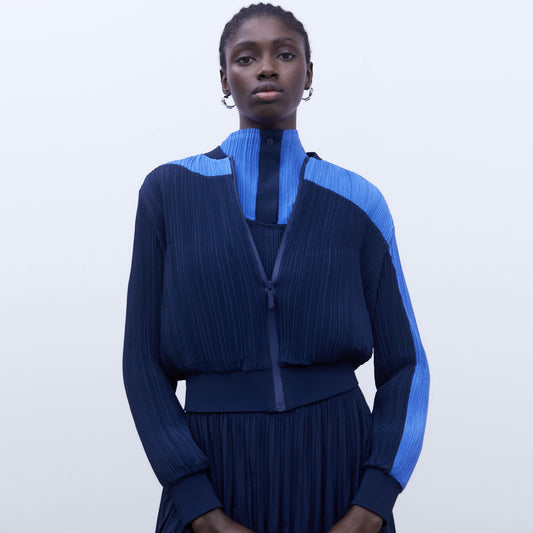 Crinkle Bomber Jacket - Blue