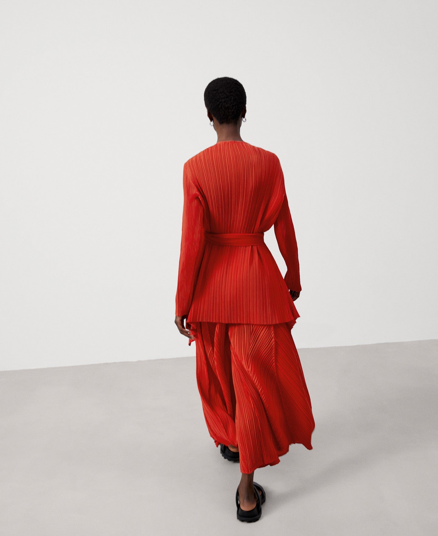 Red Asymmetrical Crinkle Jacket