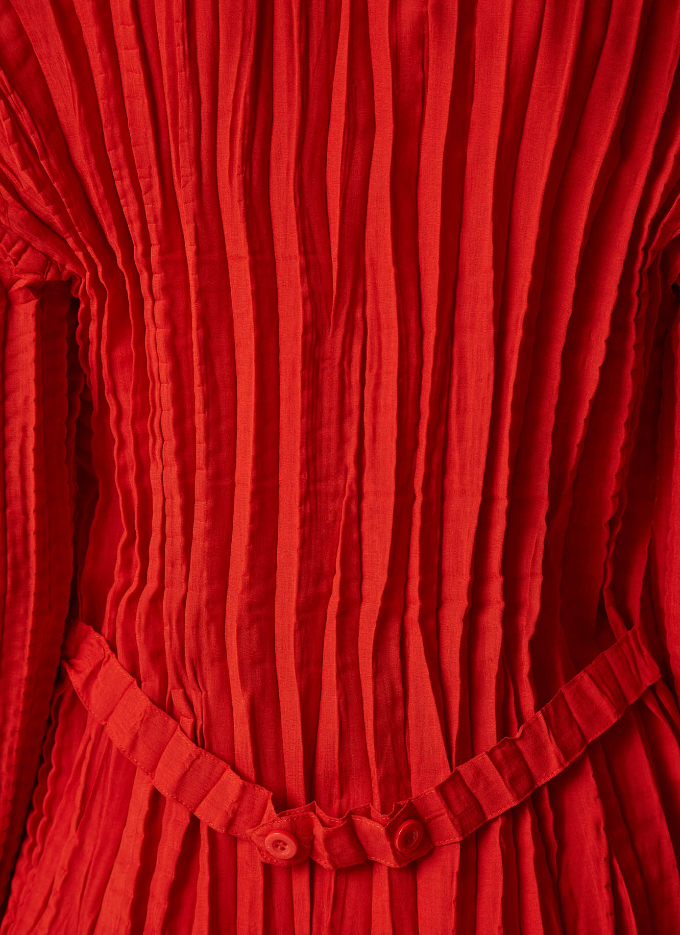 Red Crinkle Jacket With Raised Collar