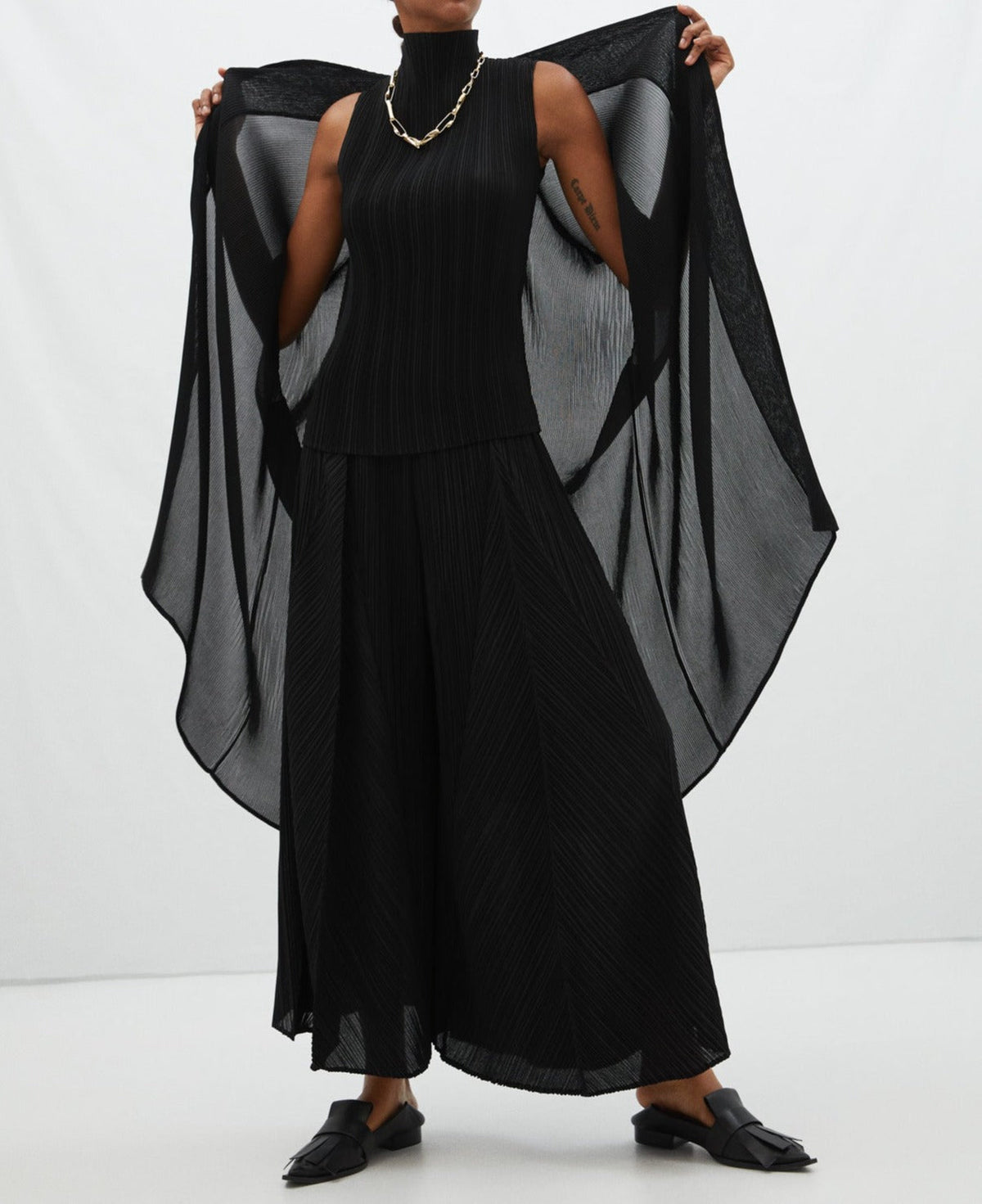 Black Wrap-Around Crinkle Jacket