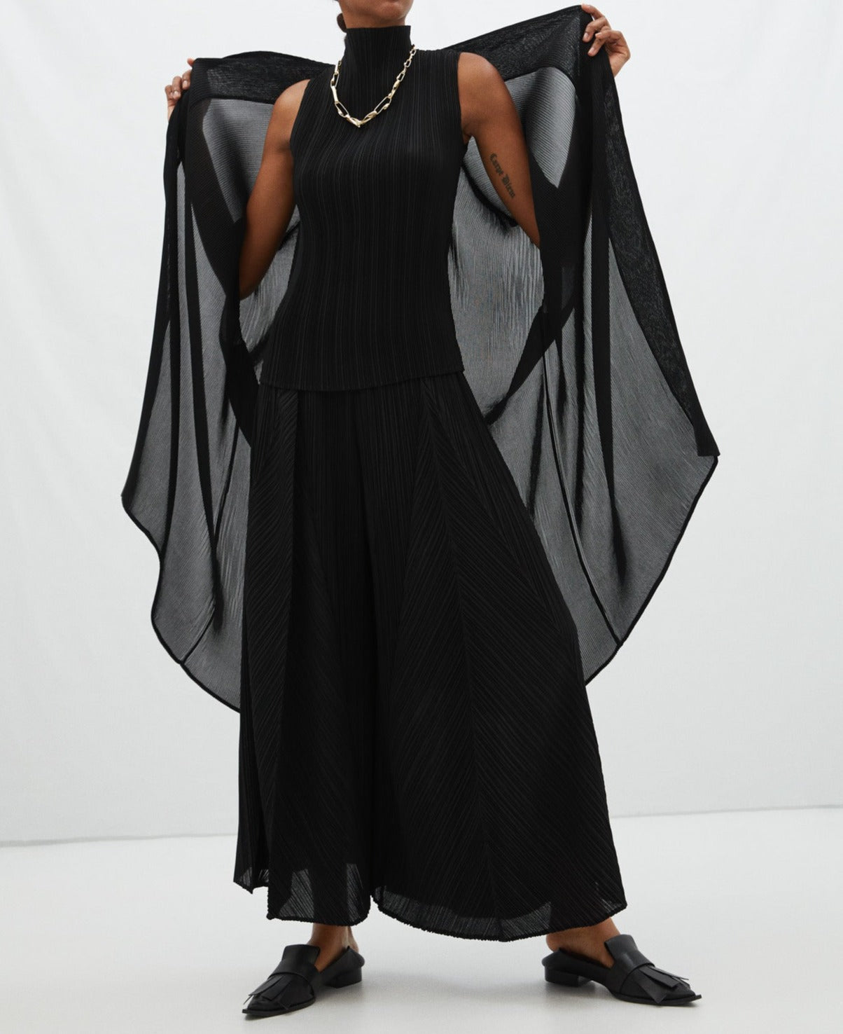 Black Wrap-Around Crinkle Jacket