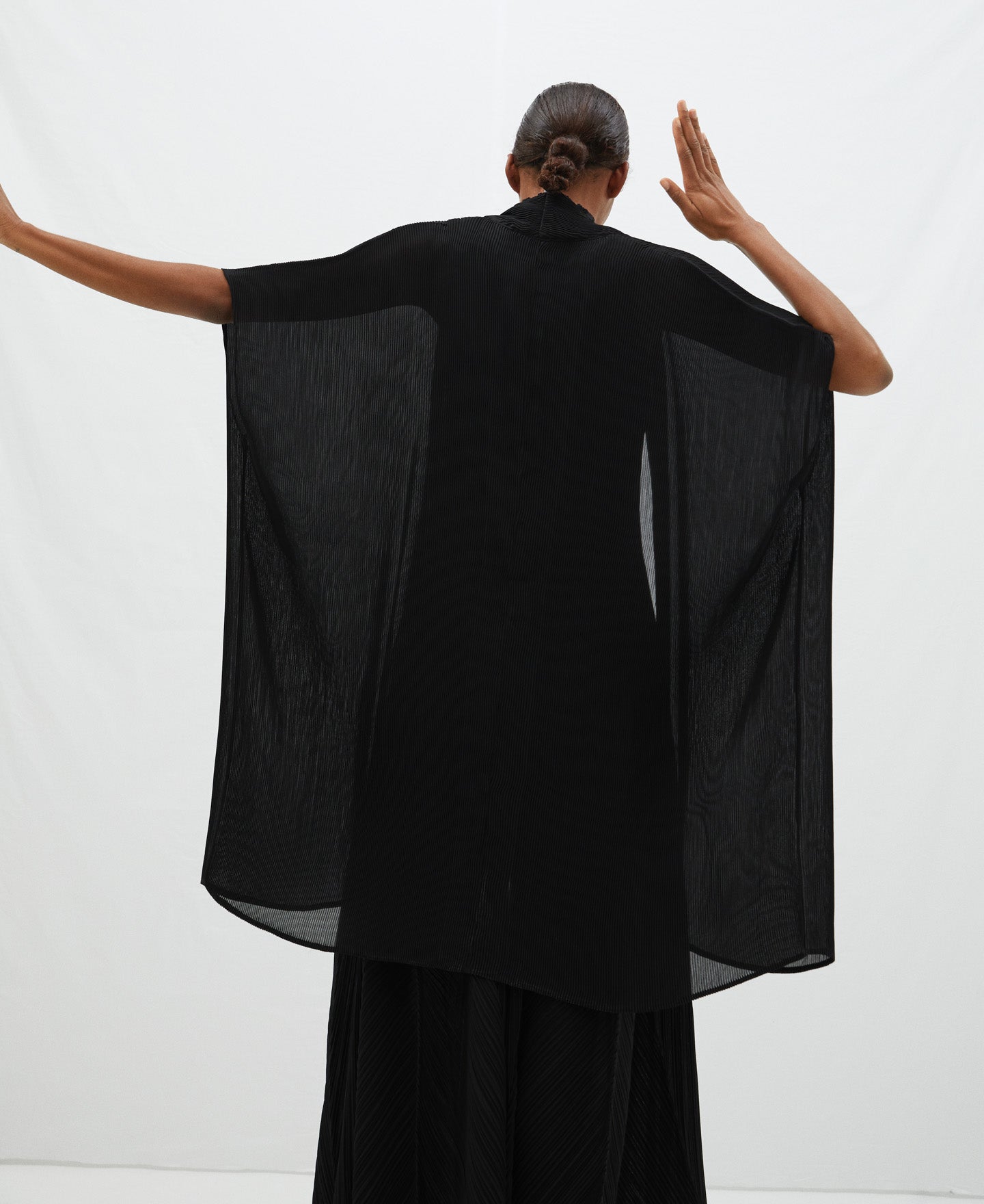 Black Wrap-Around Crinkle Jacket