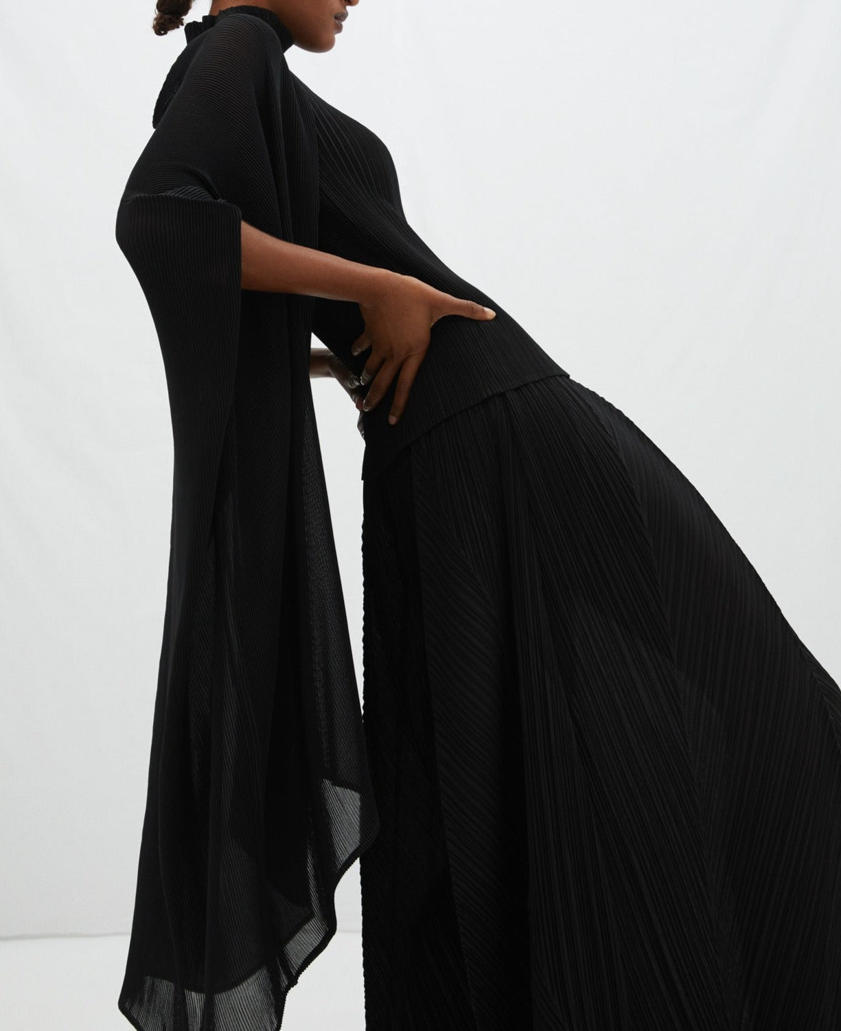 Black Wrap-Around Crinkle Jacket