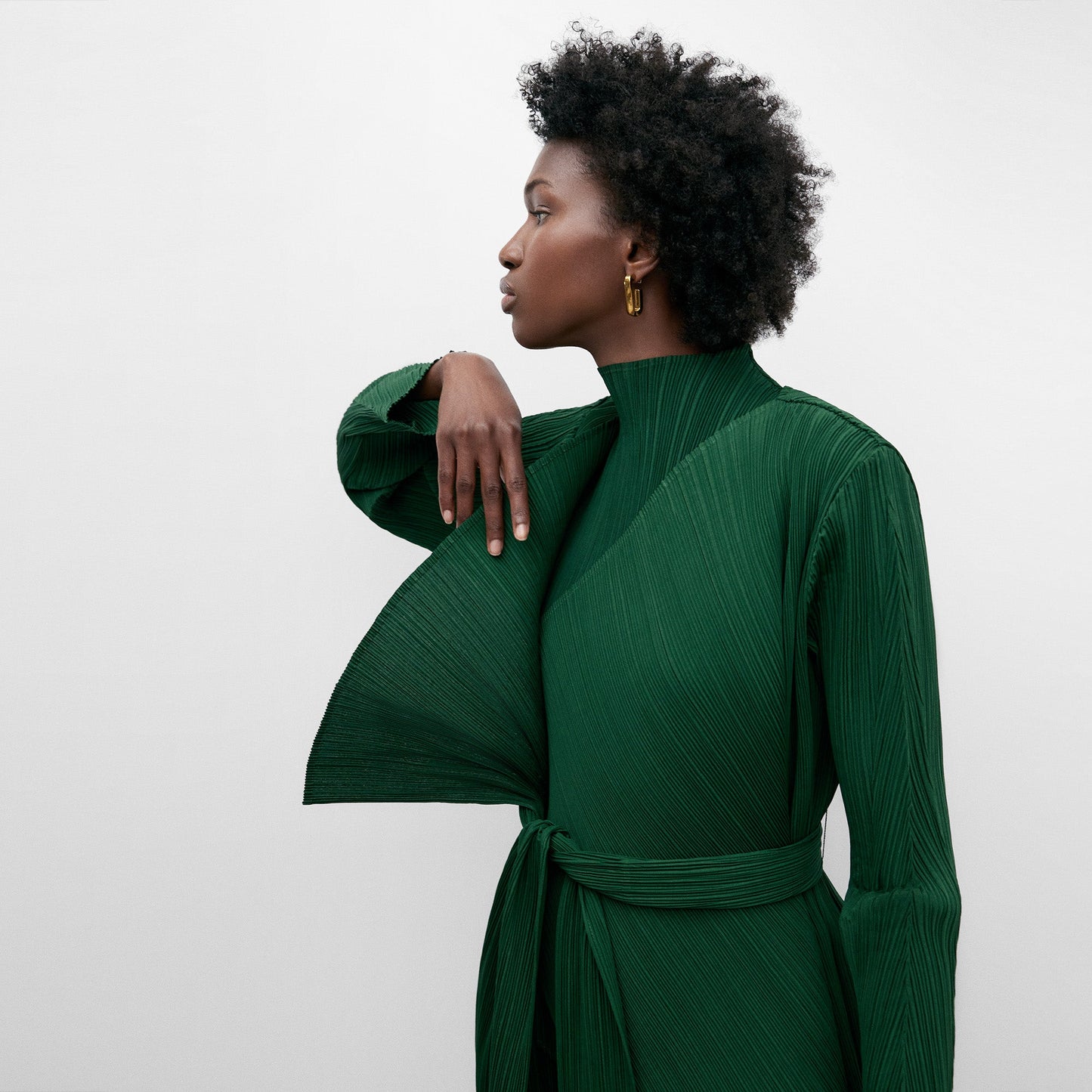 Asymmetric Crinkle Long Jacket