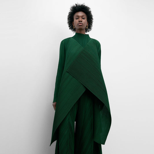 Asymmetric Crinkle Long Jacket