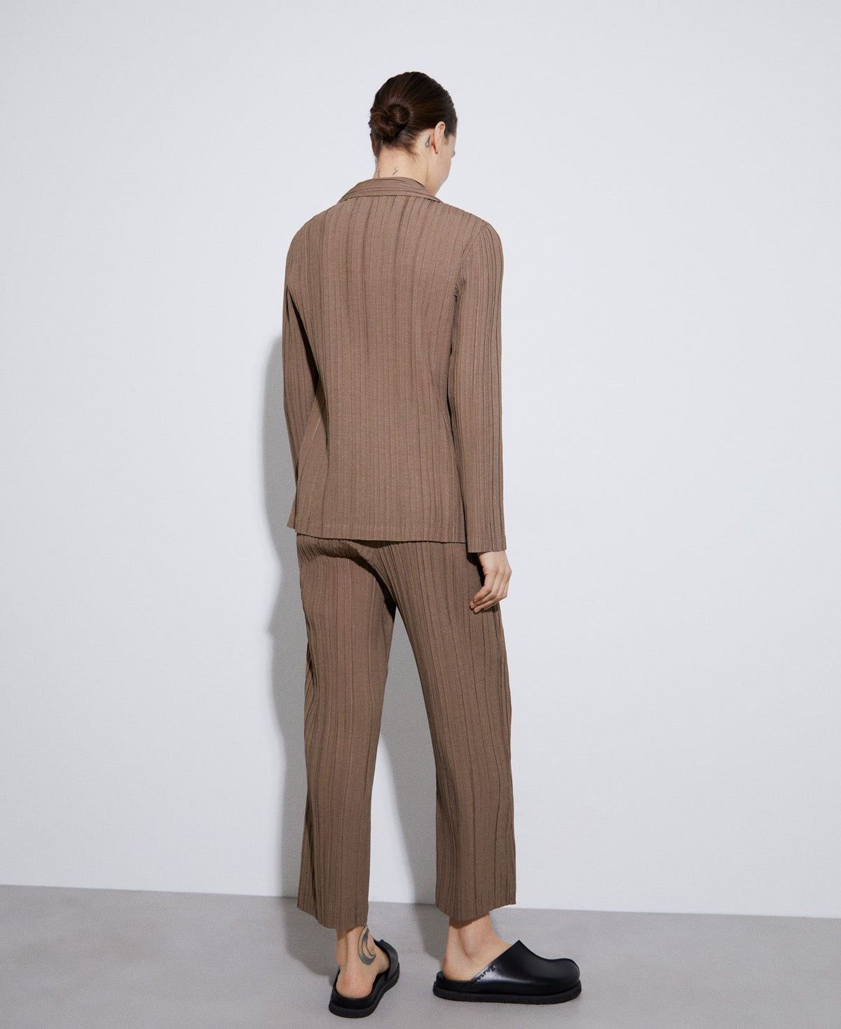 Nut Crinkle Blazer With Button Fastening