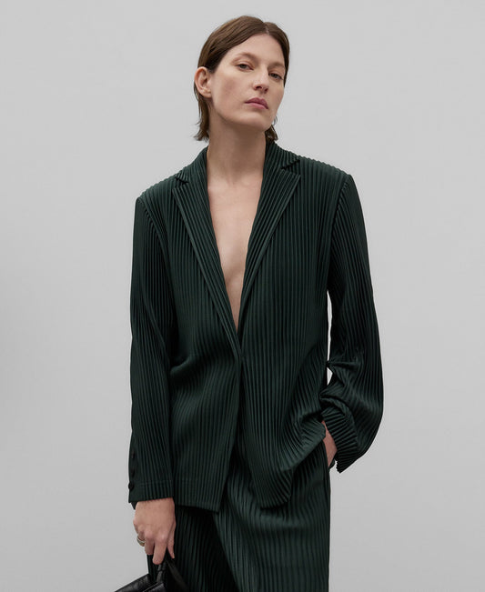 Green bottle crinkle blazer woman in bottle green