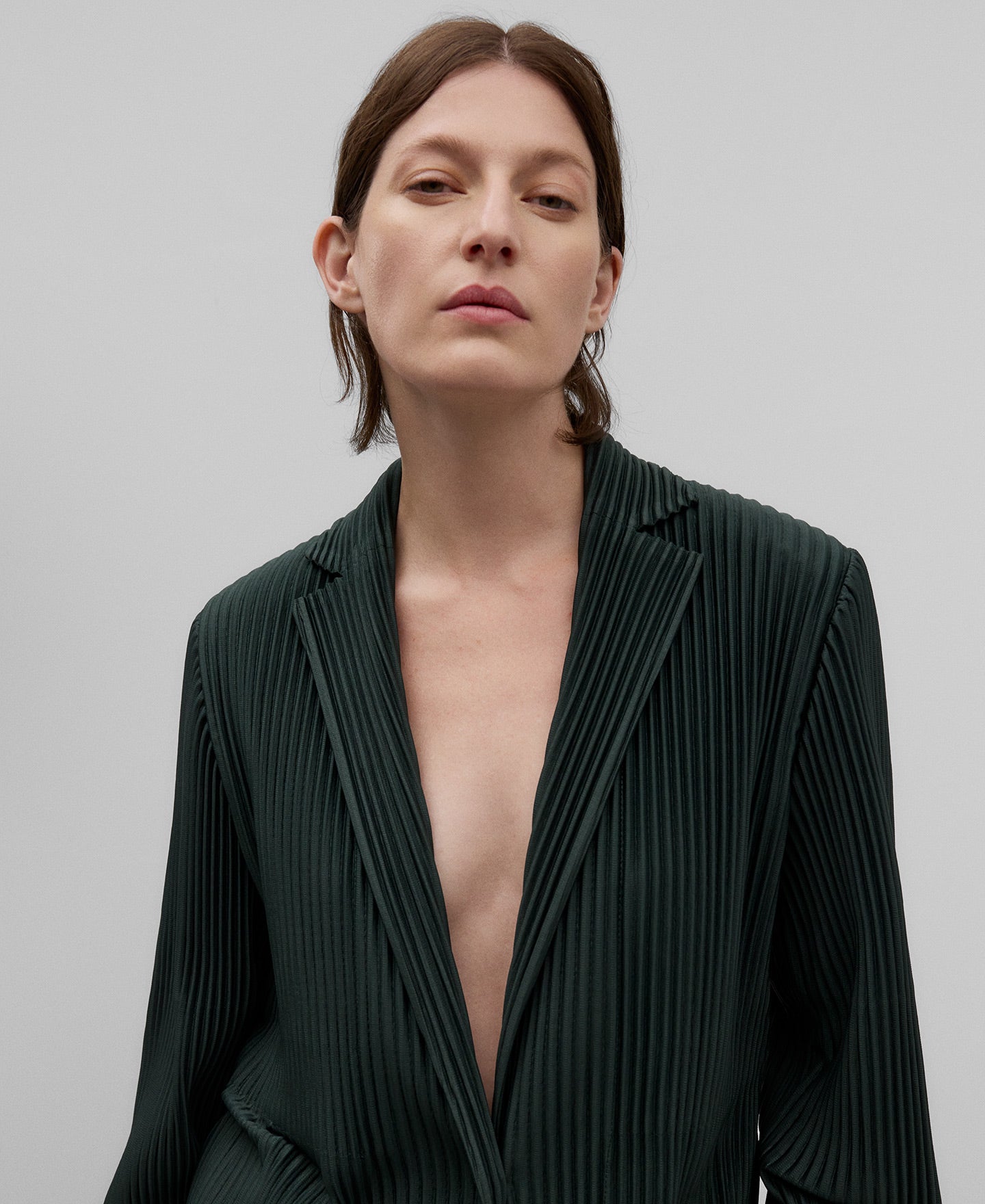 Green bottle crinkle blazer woman in bottle green