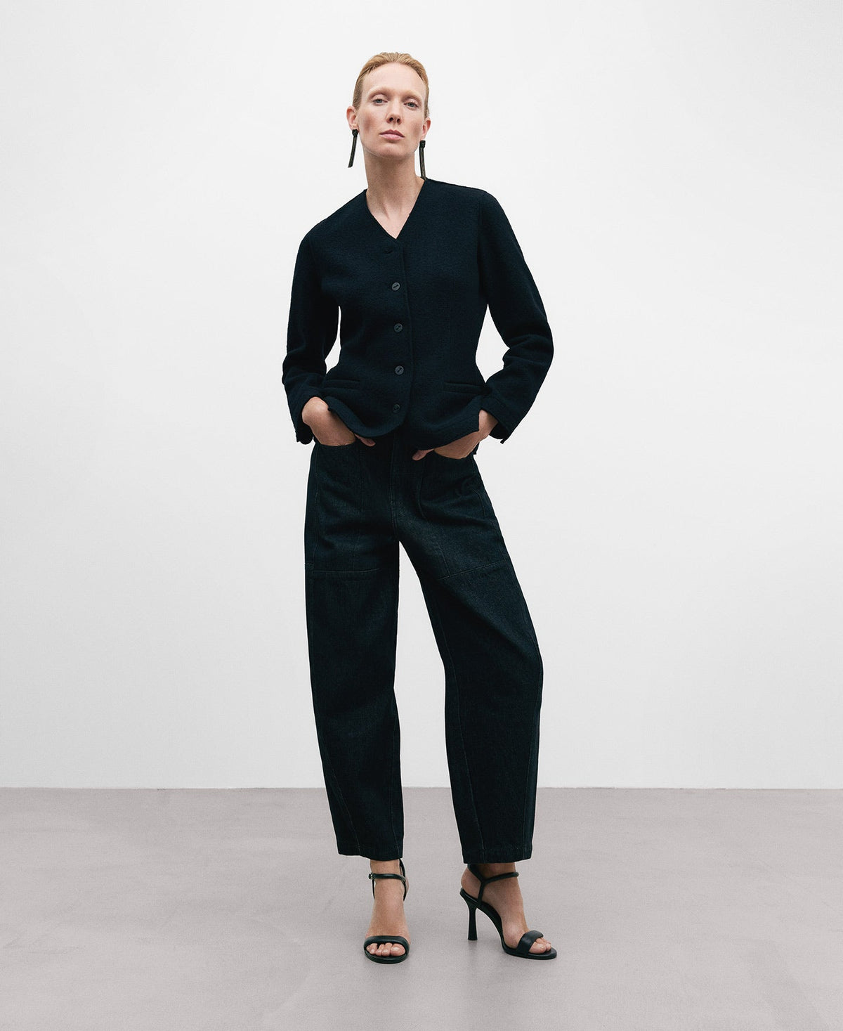 Black Short Merino Wool Jacket For Women