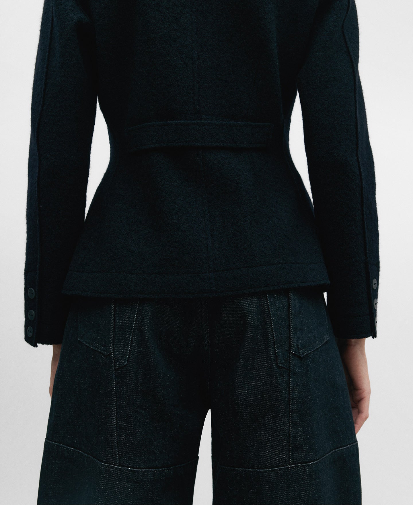 Black Short Merino Wool Jacket For Women