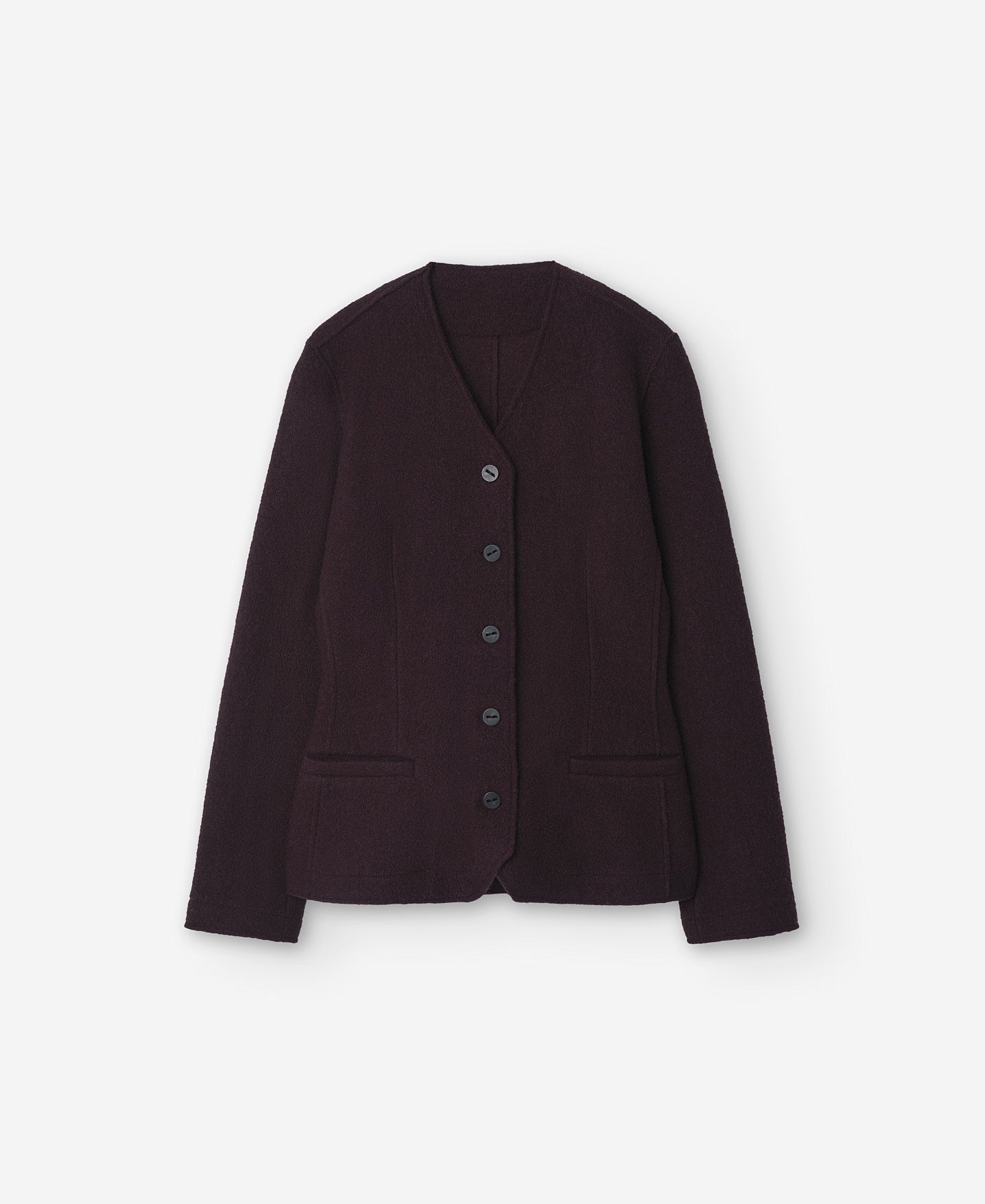 Aubergine Short Merino Wool Jacket For Women