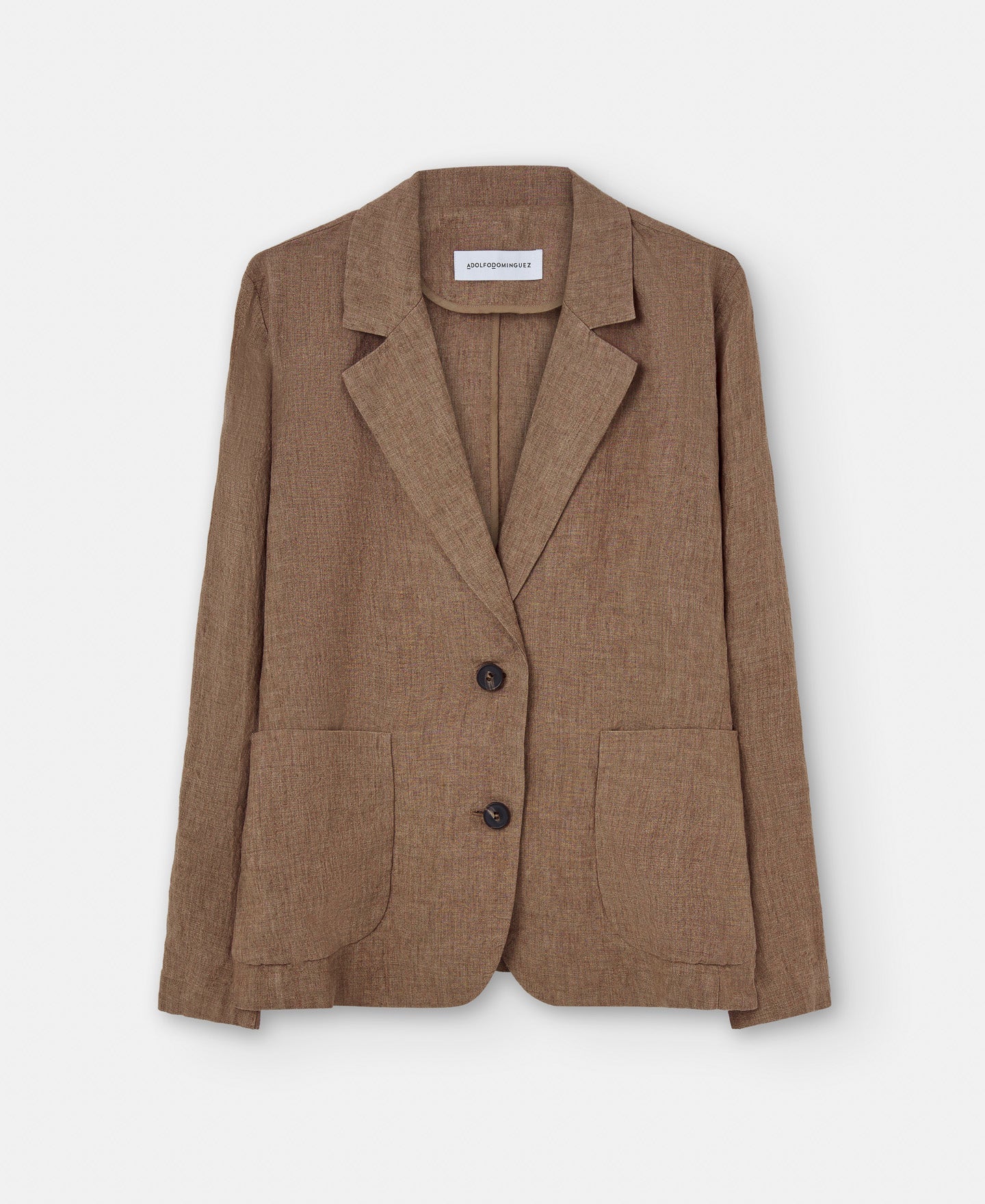 Tobacco Brown Unstructured Linen Blazer
