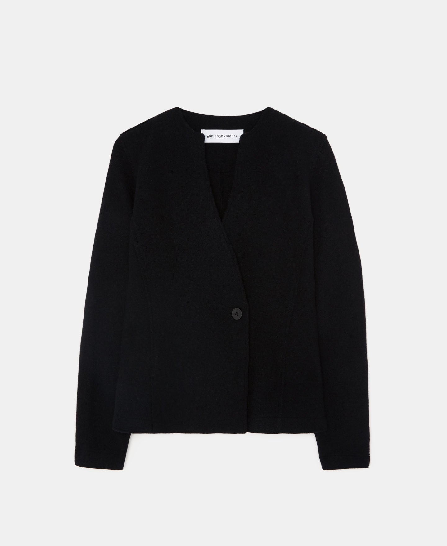 Black Merino Wool Crossover Jacket