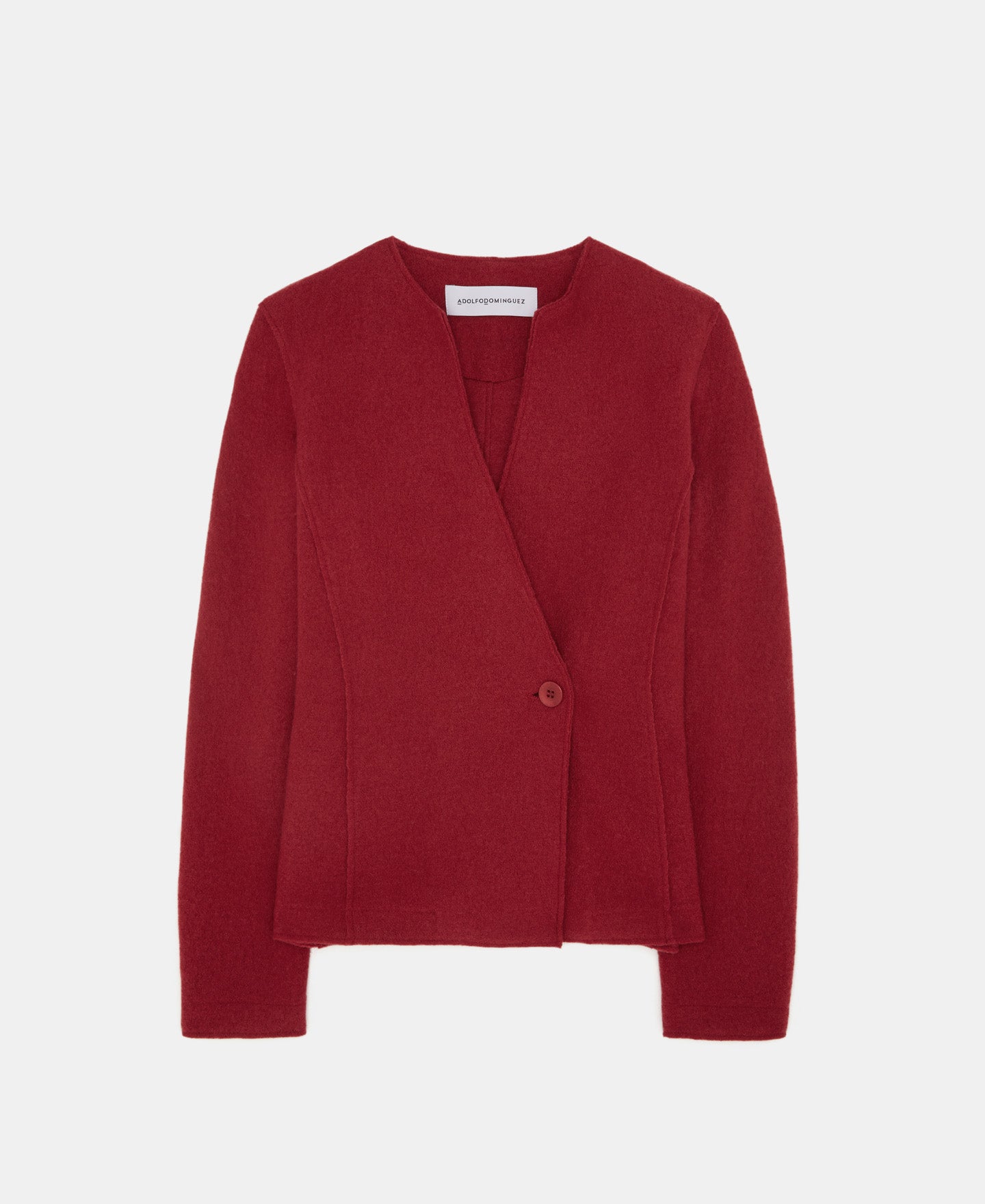 Red Merino Wool Crossover Jacket