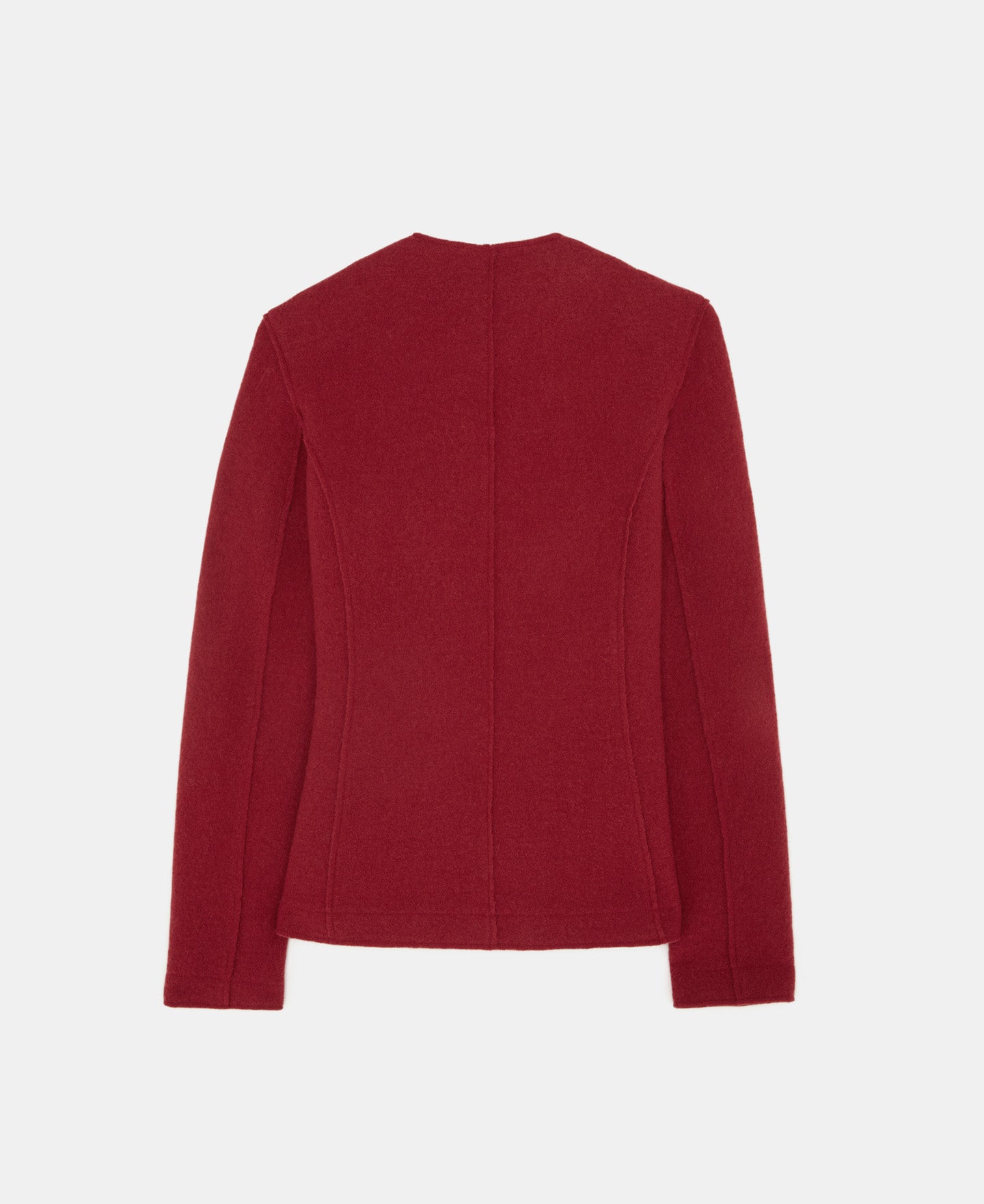 Red Merino Wool Crossover Jacket