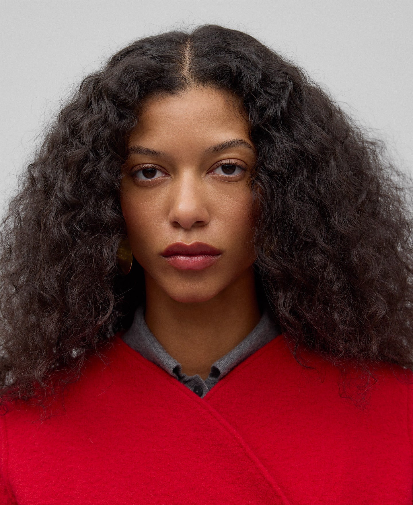 Red merino wool short jacket woman in red