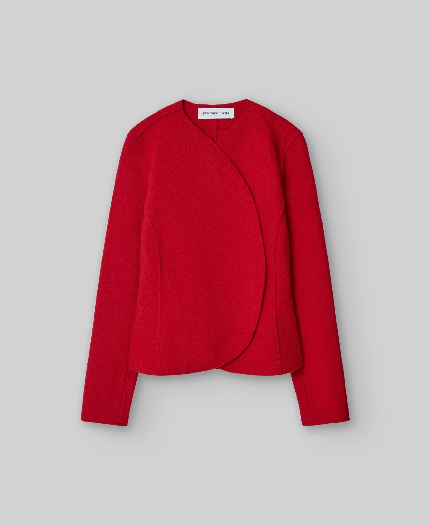 Red merino wool short jacket woman in red