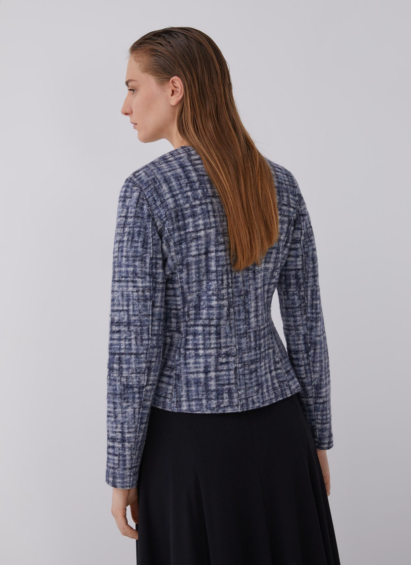 Blue/Grey Boiled Wool Jacket With Buttons