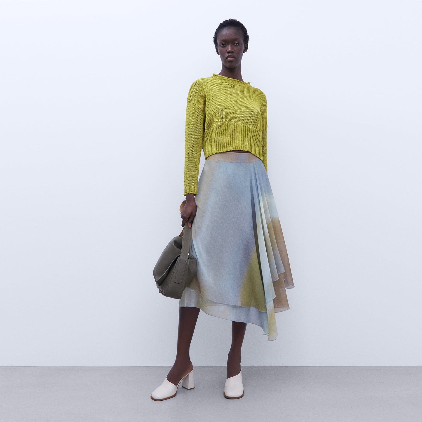 Blue Print Double Layer Skirt