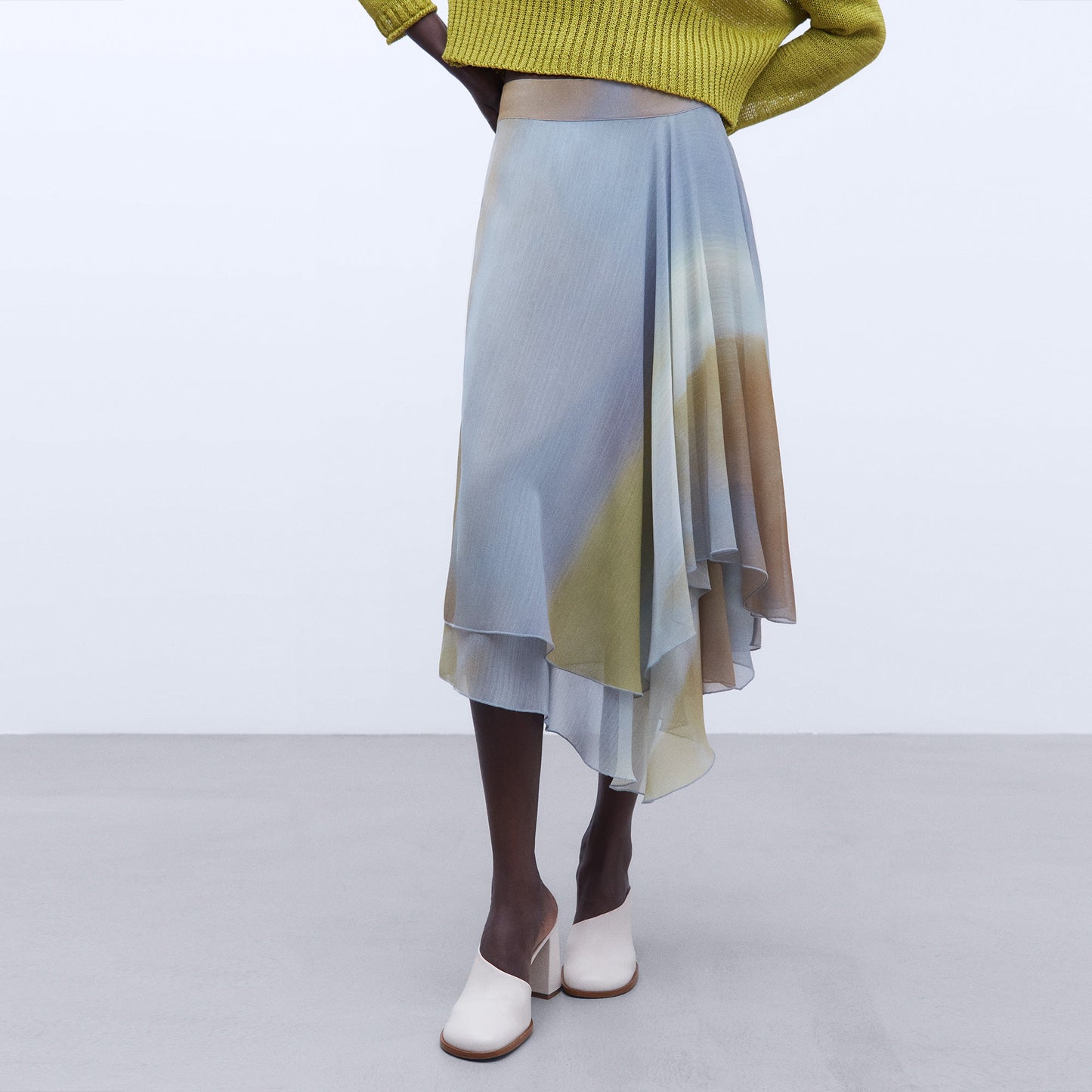 Blue Print Double Layer Skirt