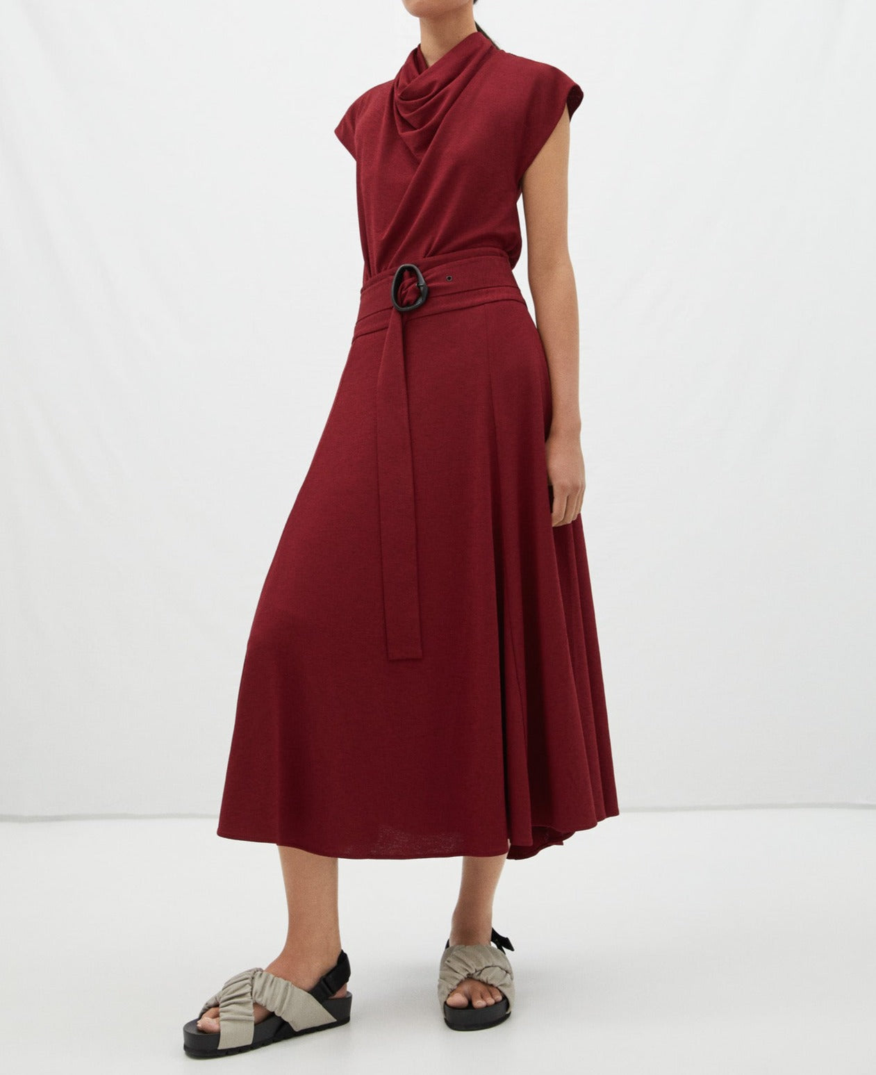 Red Fluid Skirt In Elastic Knit