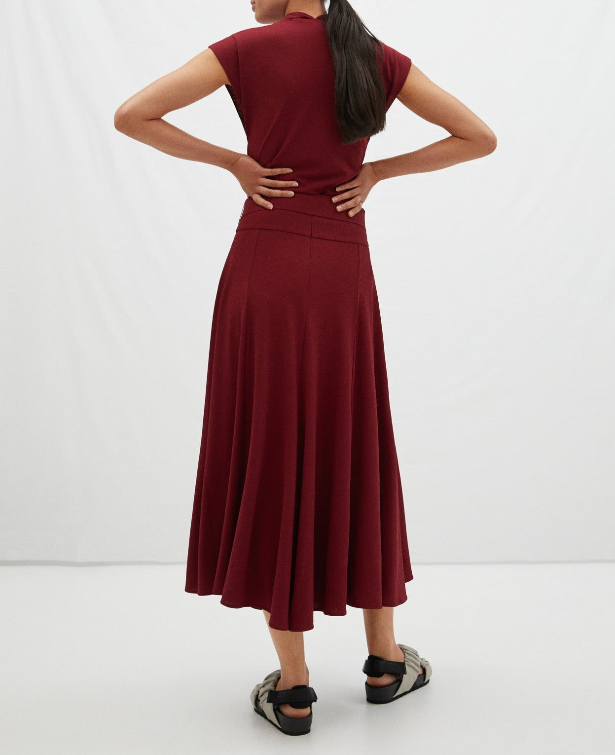 Red Fluid Skirt In Elastic Knit