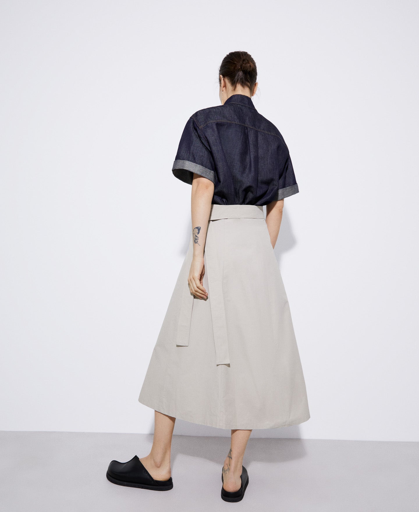 Stone High-Waisted Skirt In Cotton And Nylon
