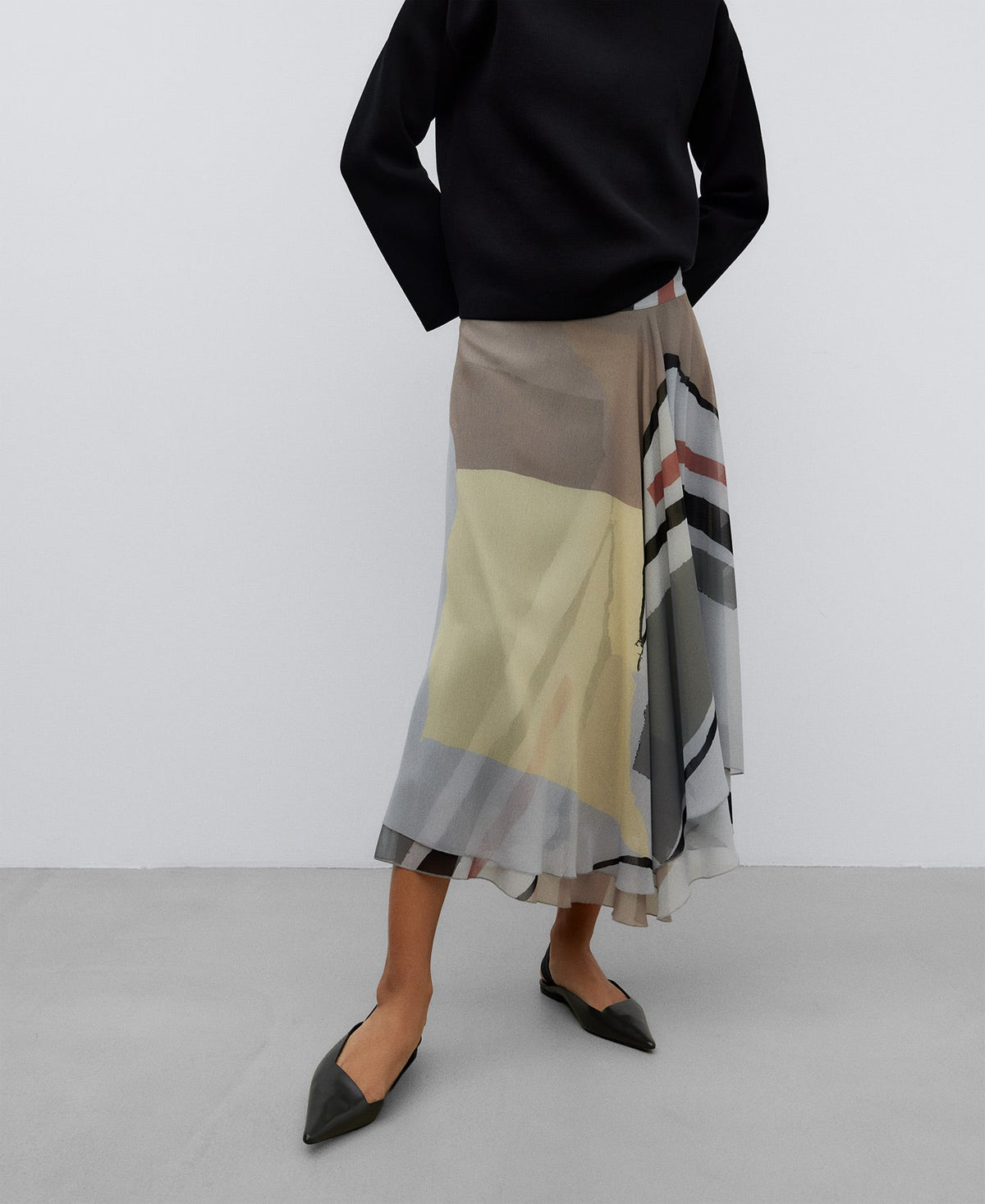 Patterned Semi-Transparent Midi Skirt